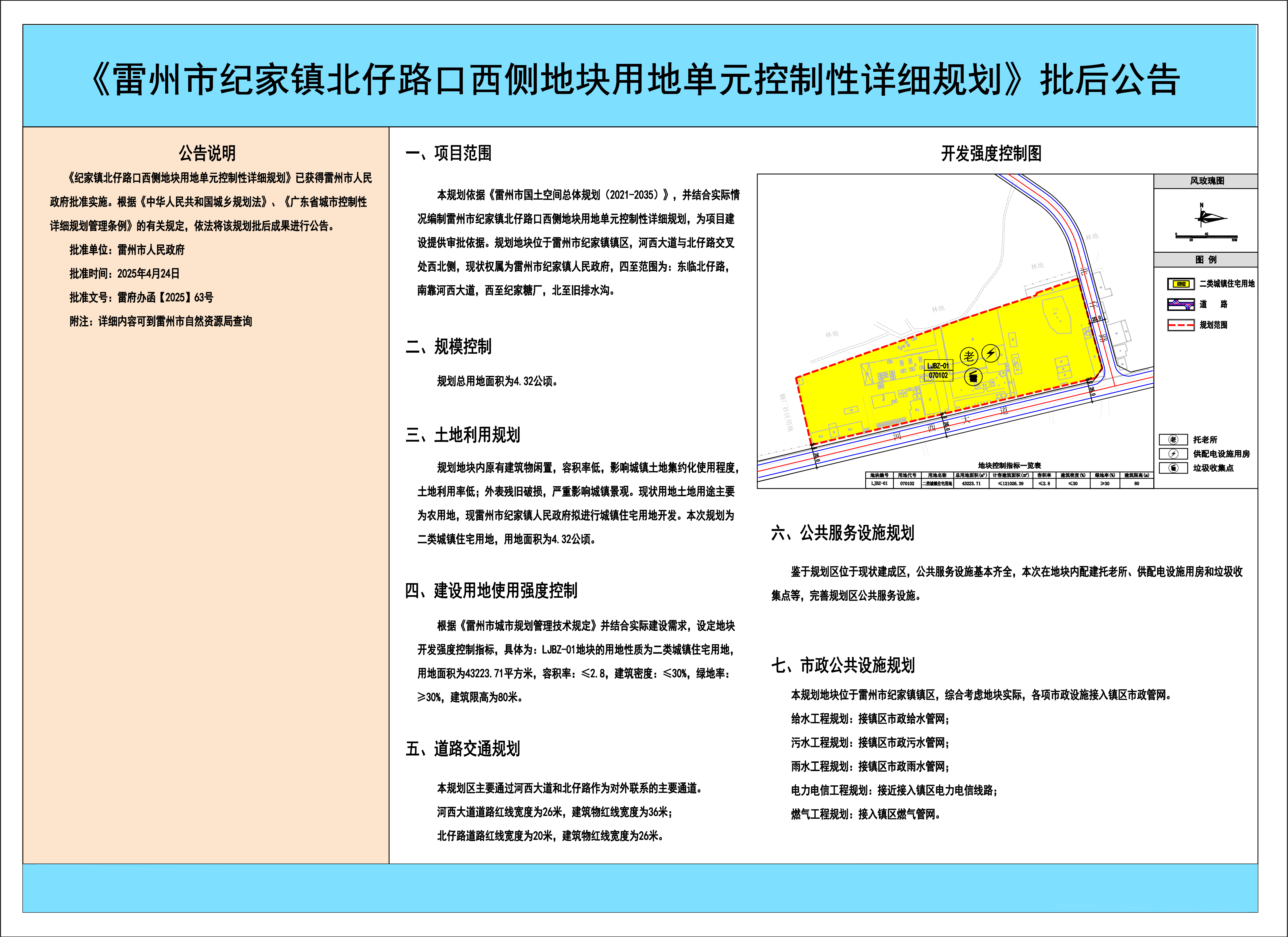 雷州市紀(jì)家鎮(zhèn)北仔路口西側(cè)地塊單元控制性詳細(xì)規(guī)劃批后公告.png