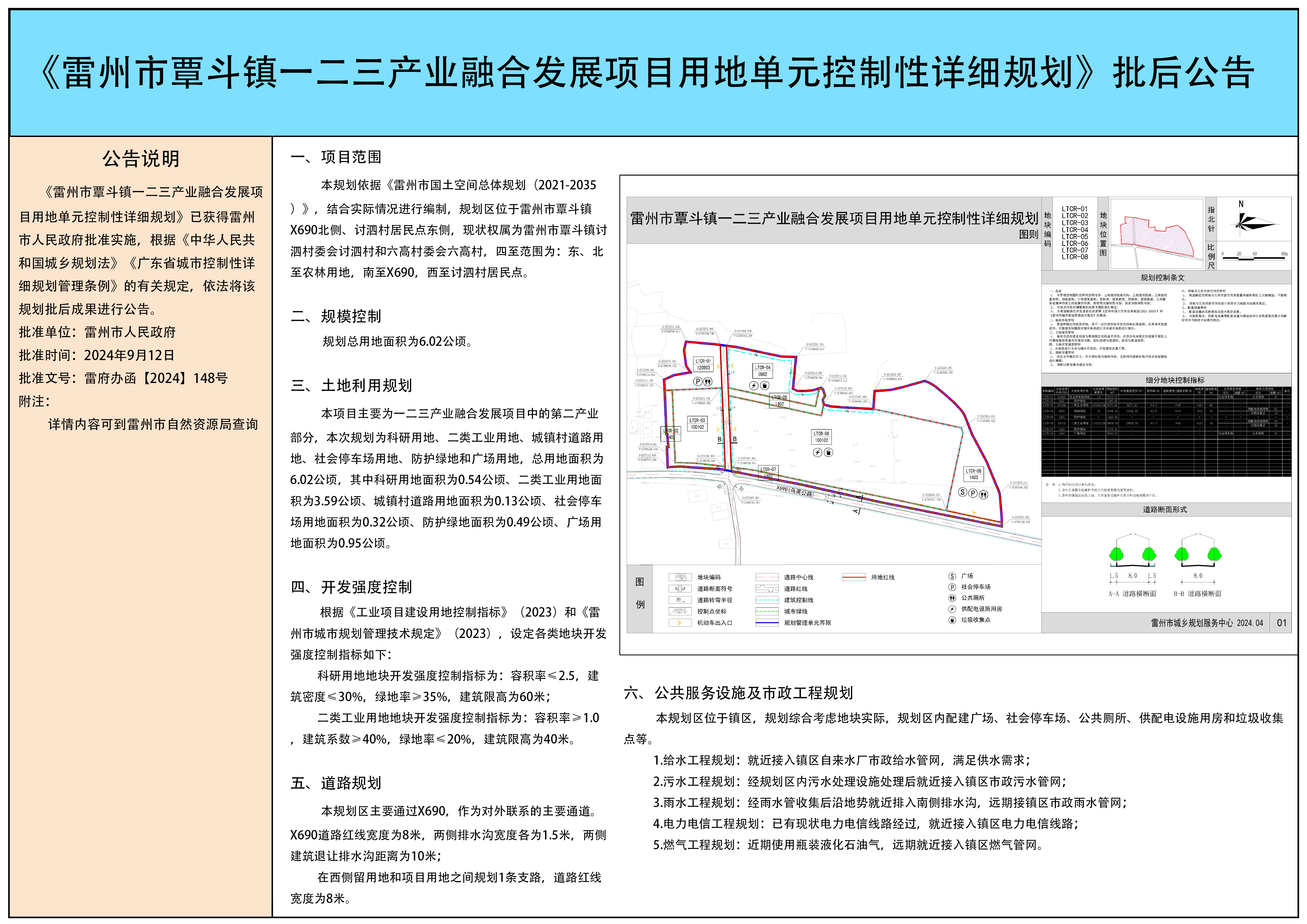 雷州市覃斗鎮(zhèn)一二三產(chǎn)業(yè)融合發(fā)展項目用地單元控制性詳細規(guī)劃批后公告.png